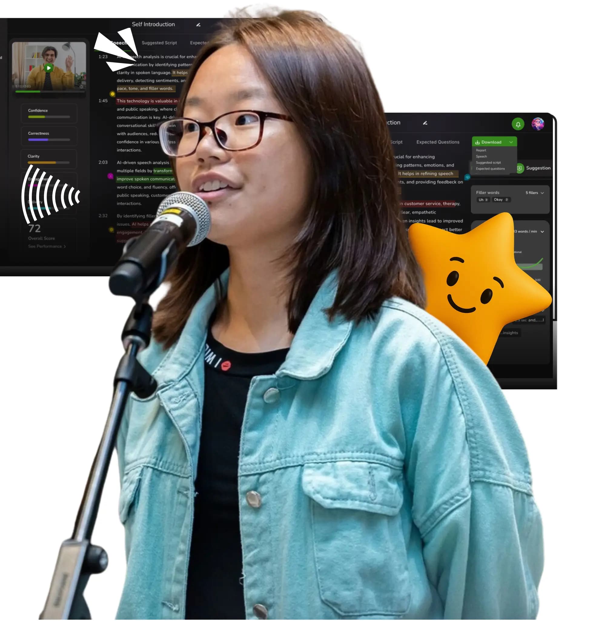 Speaker at a microphone